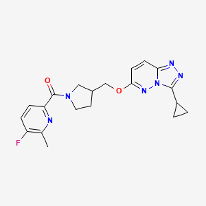 molecular formula C20H21FN6O2 B6439784 6-{3-[({3-cyclopropyl-[1,2,4]triazolo[4,3-b]pyridazin-6-yl}oxy)methyl]pyrrolidine-1-carbonyl}-3-fluoro-2-methylpyridine CAS No. 2549025-73-0