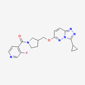 molecular formula C19H19FN6O2 B6439793 4-{3-[({3-cyclopropyl-[1,2,4]triazolo[4,3-b]pyridazin-6-yl}oxy)methyl]pyrrolidine-1-carbonyl}-3-fluoropyridine CAS No. 2549003-07-6