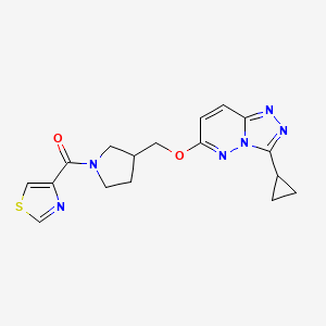 molecular formula C17H18N6O2S B6439796 4-{3-[({3-cyclopropyl-[1,2,4]triazolo[4,3-b]pyridazin-6-yl}oxy)methyl]pyrrolidine-1-carbonyl}-1,3-thiazole CAS No. 2548981-52-6