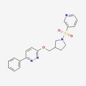 molecular formula C20H20N4O3S B6439805 3-phenyl-6-{[1-(pyridine-3-sulfonyl)pyrrolidin-3-yl]methoxy}pyridazine CAS No. 2548994-31-4