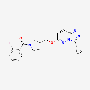molecular formula C20H20FN5O2 B6439820 3-[({3-cyclopropyl-[1,2,4]triazolo[4,3-b]pyridazin-6-yl}oxy)methyl]-1-(2-fluorobenzoyl)pyrrolidine CAS No. 2549034-68-4