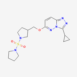 molecular formula C17H24N6O3S B6439827 3-[({3-cyclopropyl-[1,2,4]triazolo[4,3-b]pyridazin-6-yl}oxy)methyl]-1-(pyrrolidine-1-sulfonyl)pyrrolidine CAS No. 2548984-47-8