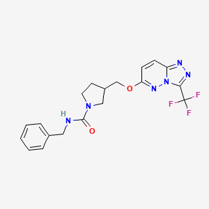 molecular formula C19H19F3N6O2 B6439840 N-benzyl-3-({[3-(trifluoromethyl)-[1,2,4]triazolo[4,3-b]pyridazin-6-yl]oxy}methyl)pyrrolidine-1-carboxamide CAS No. 2549017-97-0