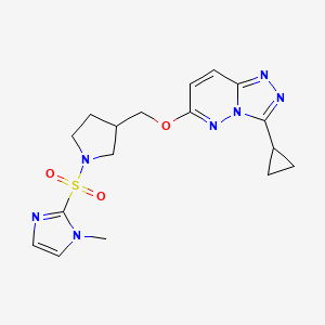 molecular formula C17H21N7O3S B6439846 2-({3-[({3-cyclopropyl-[1,2,4]triazolo[4,3-b]pyridazin-6-yl}oxy)methyl]pyrrolidin-1-yl}sulfonyl)-1-methyl-1H-imidazole CAS No. 2549004-85-3