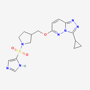 molecular formula C16H19N7O3S B6439849 4-({3-[({3-cyclopropyl-[1,2,4]triazolo[4,3-b]pyridazin-6-yl}oxy)methyl]pyrrolidin-1-yl}sulfonyl)-1H-imidazole CAS No. 2549005-13-0