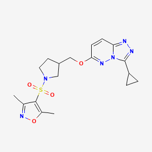 molecular formula C18H22N6O4S B6439868 4-({3-[({3-cyclopropyl-[1,2,4]triazolo[4,3-b]pyridazin-6-yl}oxy)methyl]pyrrolidin-1-yl}sulfonyl)-3,5-dimethyl-1,2-oxazole CAS No. 2549006-00-8