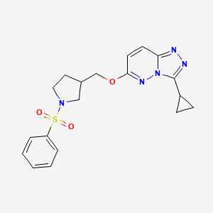 molecular formula C19H21N5O3S B6439882 1-(benzenesulfonyl)-3-[({3-cyclopropyl-[1,2,4]triazolo[4,3-b]pyridazin-6-yl}oxy)methyl]pyrrolidine CAS No. 2549065-09-8