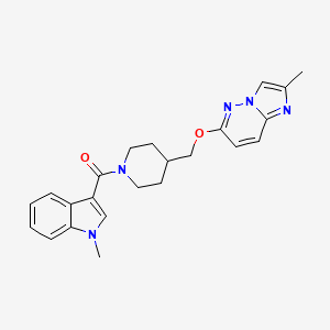 molecular formula C23H25N5O2 B6439890 1-methyl-3-{4-[({2-methylimidazo[1,2-b]pyridazin-6-yl}oxy)methyl]piperidine-1-carbonyl}-1H-indole CAS No. 2549021-90-9
