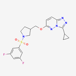 molecular formula C19H19F2N5O3S B6439925 3-[({3-cyclopropyl-[1,2,4]triazolo[4,3-b]pyridazin-6-yl}oxy)methyl]-1-(3,5-difluorobenzenesulfonyl)pyrrolidine CAS No. 2549043-42-5