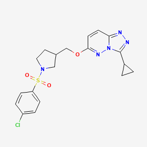 molecular formula C19H20ClN5O3S B6439949 1-(4-chlorobenzenesulfonyl)-3-[({3-cyclopropyl-[1,2,4]triazolo[4,3-b]pyridazin-6-yl}oxy)methyl]pyrrolidine CAS No. 2549005-32-3