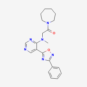 molecular formula C21H24N6O2 B6439961 1-(azepan-1-yl)-2-{methyl[5-(3-phenyl-1,2,4-oxadiazol-5-yl)pyrimidin-4-yl]amino}ethan-1-one CAS No. 2549021-05-6