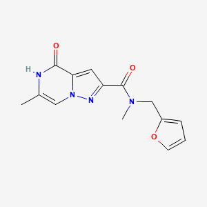 molecular formula C14H14N4O3 B6439984 N-[(furan-2-yl)methyl]-N,6-dimethyl-4-oxo-4H,5H-pyrazolo[1,5-a]pyrazine-2-carboxamide CAS No. 2549018-30-4