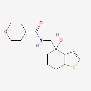 N-[(4-hydroxy-4,5,6,7-tetrahydro-1-benzothiophen-4-yl)methyl]oxane-4-carboxamide