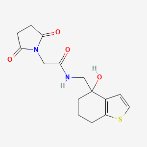 molecular formula C15H18N2O4S B6439996 2-(2,5-dioxopyrrolidin-1-yl)-N-[(4-hydroxy-4,5,6,7-tetrahydro-1-benzothiophen-4-yl)methyl]acetamide CAS No. 2549009-41-6