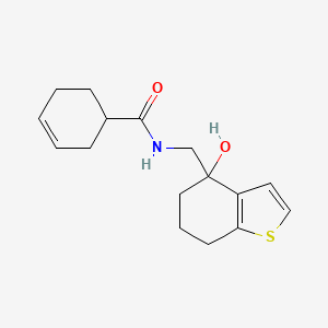 molecular formula C16H21NO2S B6440009 N-[(4-hydroxy-4,5,6,7-tetrahydro-1-benzothiophen-4-yl)methyl]cyclohex-3-ene-1-carboxamide CAS No. 2549063-78-5