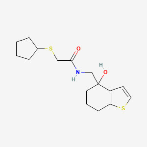 2-(cyclopentylsulfanyl)-N-[(4-hydroxy-4,5,6,7-tetrahydro-1-benzothiophen-4-yl)methyl]acetamide