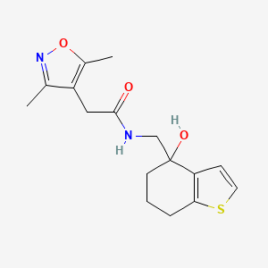 2-(3,5-dimethyl-1,2-oxazol-4-yl)-N-[(4-hydroxy-4,5,6,7-tetrahydro-1-benzothiophen-4-yl)methyl]acetamide