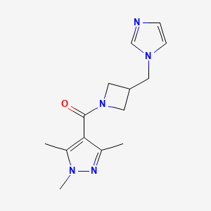 4-{3-[(1H-imidazol-1-yl)methyl]azetidine-1-carbonyl}-1,3,5-trimethyl-1H-pyrazole