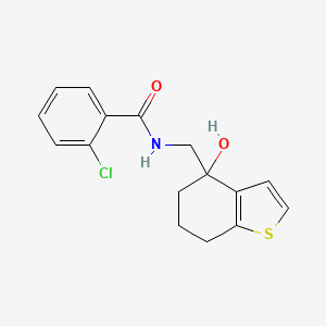 2-chloro-N-[(4-hydroxy-4,5,6,7-tetrahydro-1-benzothiophen-4-yl)methyl]benzamide