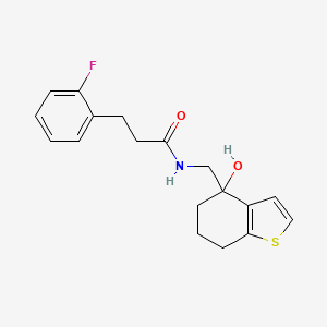 molecular formula C18H20FNO2S B6440127 3-(2-fluorophenyl)-N-[(4-hydroxy-4,5,6,7-tetrahydro-1-benzothiophen-4-yl)methyl]propanamide CAS No. 2549036-30-6