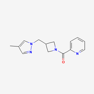 2-{3-[(4-methyl-1H-pyrazol-1-yl)methyl]azetidine-1-carbonyl}pyridine