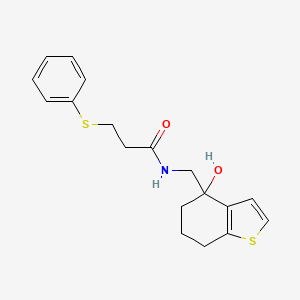 molecular formula C18H21NO2S2 B6440239 N-[(4-hydroxy-4,5,6,7-tetrahydro-1-benzothiophen-4-yl)methyl]-3-(phenylsulfanyl)propanamide CAS No. 2549014-42-6