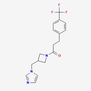 molecular formula C17H18F3N3O B6440278 1-{3-[(1H-imidazol-1-yl)methyl]azetidin-1-yl}-3-[4-(trifluoromethyl)phenyl]propan-1-one CAS No. 2548995-45-3