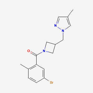 molecular formula C16H18BrN3O B6440294 1-{[1-(5-bromo-2-methylbenzoyl)azetidin-3-yl]methyl}-4-methyl-1H-pyrazole CAS No. 2549053-58-7