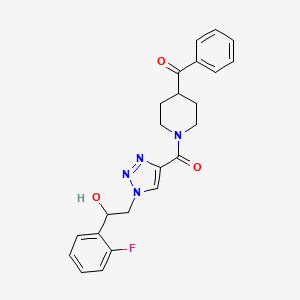 molecular formula C23H23FN4O3 B6440295 2-[4-(4-benzoylpiperidine-1-carbonyl)-1H-1,2,3-triazol-1-yl]-1-(2-fluorophenyl)ethan-1-ol CAS No. 2548981-77-5