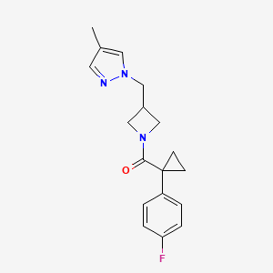 molecular formula C18H20FN3O B6440328 1-({1-[1-(4-fluorophenyl)cyclopropanecarbonyl]azetidin-3-yl}methyl)-4-methyl-1H-pyrazole CAS No. 2549048-63-5