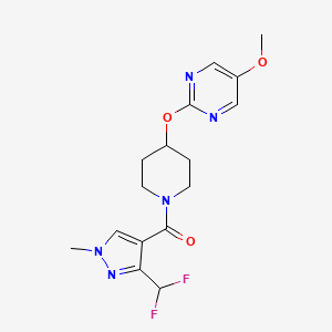 molecular formula C16H19F2N5O3 B6440335 2-({1-[3-(difluoromethyl)-1-methyl-1H-pyrazole-4-carbonyl]piperidin-4-yl}oxy)-5-methoxypyrimidine CAS No. 2549048-78-2
