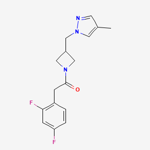molecular formula C16H17F2N3O B6440361 2-(2,4-difluorophenyl)-1-{3-[(4-methyl-1H-pyrazol-1-yl)methyl]azetidin-1-yl}ethan-1-one CAS No. 2549054-19-3