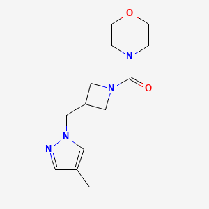 molecular formula C13H20N4O2 B6440371 4-{3-[(4-methyl-1H-pyrazol-1-yl)methyl]azetidine-1-carbonyl}morpholine CAS No. 2548990-56-1