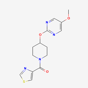 molecular formula C14H16N4O3S B6440405 5-methoxy-2-{[1-(1,3-thiazole-4-carbonyl)piperidin-4-yl]oxy}pyrimidine CAS No. 2549014-65-3