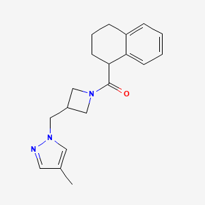molecular formula C19H23N3O B6440412 4-methyl-1-{[1-(1,2,3,4-tetrahydronaphthalene-1-carbonyl)azetidin-3-yl]methyl}-1H-pyrazole CAS No. 2549014-63-1