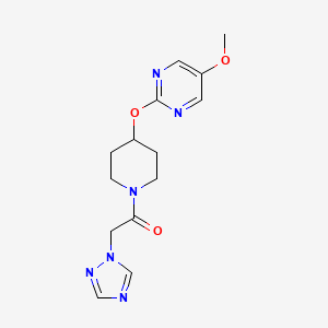 molecular formula C14H18N6O3 B6440437 1-{4-[(5-methoxypyrimidin-2-yl)oxy]piperidin-1-yl}-2-(1H-1,2,4-triazol-1-yl)ethan-1-one CAS No. 2549045-85-2
