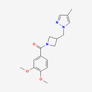 molecular formula C17H21N3O3 B6440473 1-{[1-(3,4-dimethoxybenzoyl)azetidin-3-yl]methyl}-4-methyl-1H-pyrazole CAS No. 2549023-97-2