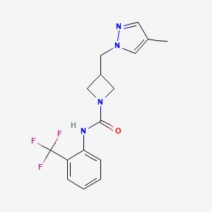 molecular formula C16H17F3N4O B6440491 3-[(4-methyl-1H-pyrazol-1-yl)methyl]-N-[2-(trifluoromethyl)phenyl]azetidine-1-carboxamide CAS No. 2549028-15-9