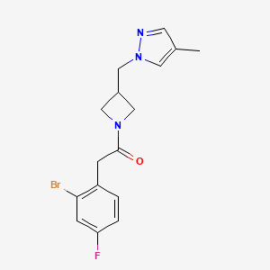 molecular formula C16H17BrFN3O B6440496 2-(2-bromo-4-fluorophenyl)-1-{3-[(4-methyl-1H-pyrazol-1-yl)methyl]azetidin-1-yl}ethan-1-one CAS No. 2548989-31-5