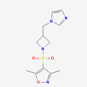 molecular formula C12H16N4O3S B6440508 4-({3-[(1H-imidazol-1-yl)methyl]azetidin-1-yl}sulfonyl)-3,5-dimethyl-1,2-oxazole CAS No. 2549024-49-7