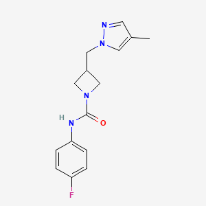 molecular formula C15H17FN4O B6440520 N-(4-fluorophenyl)-3-[(4-methyl-1H-pyrazol-1-yl)methyl]azetidine-1-carboxamide CAS No. 2549010-58-2
