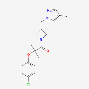 molecular formula C18H22ClN3O2 B6440522 2-(4-chlorophenoxy)-2-methyl-1-{3-[(4-methyl-1H-pyrazol-1-yl)methyl]azetidin-1-yl}propan-1-one CAS No. 2549006-18-8