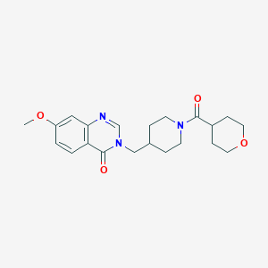 molecular formula C21H27N3O4 B6440533 7-methoxy-3-{[1-(oxane-4-carbonyl)piperidin-4-yl]methyl}-3,4-dihydroquinazolin-4-one CAS No. 2549037-03-6