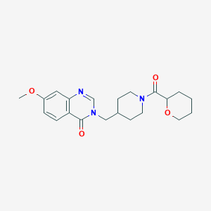 molecular formula C21H27N3O4 B6440540 7-methoxy-3-{[1-(oxane-2-carbonyl)piperidin-4-yl]methyl}-3,4-dihydroquinazolin-4-one CAS No. 2549051-30-9