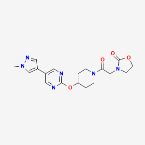 molecular formula C18H22N6O4 B6440542 3-[2-(4-{[5-(1-methyl-1H-pyrazol-4-yl)pyrimidin-2-yl]oxy}piperidin-1-yl)-2-oxoethyl]-1,3-oxazolidin-2-one CAS No. 2549019-68-1
