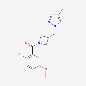 molecular formula C16H18BrN3O2 B6440543 1-{[1-(2-bromo-5-methoxybenzoyl)azetidin-3-yl]methyl}-4-methyl-1H-pyrazole CAS No. 2549019-89-6