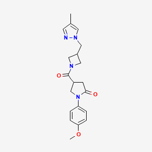 molecular formula C20H24N4O3 B6440582 1-(4-methoxyphenyl)-4-{3-[(4-methyl-1H-pyrazol-1-yl)methyl]azetidine-1-carbonyl}pyrrolidin-2-one CAS No. 2549029-07-2