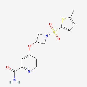 molecular formula C14H15N3O4S2 B6440637 4-({1-[(5-methylthiophen-2-yl)sulfonyl]azetidin-3-yl}oxy)pyridine-2-carboxamide CAS No. 2548978-65-8