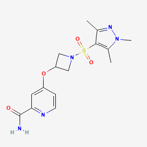 molecular formula C15H19N5O4S B6440644 4-({1-[(1,3,5-trimethyl-1H-pyrazol-4-yl)sulfonyl]azetidin-3-yl}oxy)pyridine-2-carboxamide CAS No. 2549006-21-3