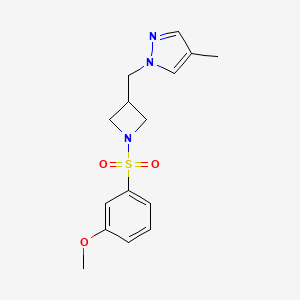 molecular formula C15H19N3O3S B6440676 1-{[1-(3-methoxybenzenesulfonyl)azetidin-3-yl]methyl}-4-methyl-1H-pyrazole CAS No. 2549012-43-1